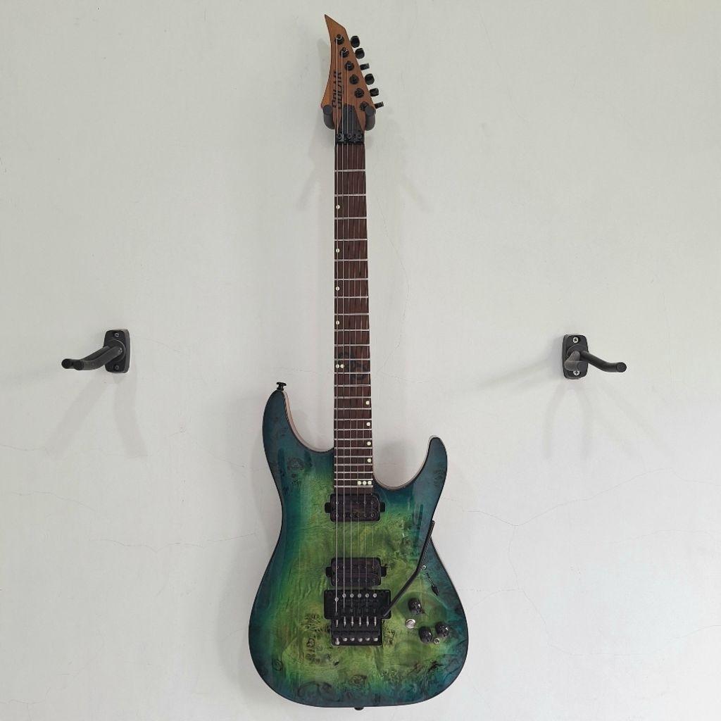 Schecter C6 Pro FR with Solar AB1.6 FR neck in Aqua Burst 2023