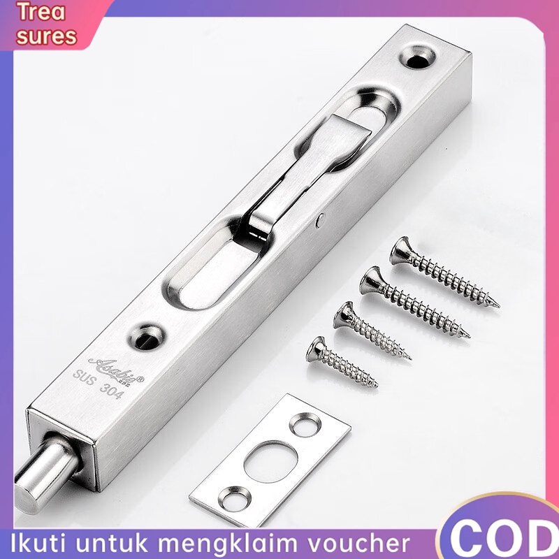 [Ready] Grendel Tanam Flush Bolt Slot Pintu 6/10 inch Theft Hidden Lock Door Guard Flush Locks Kunci