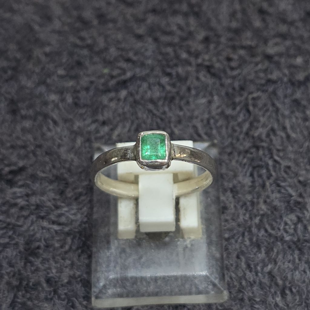 cincin solitare perak zamrud colombia asli natural