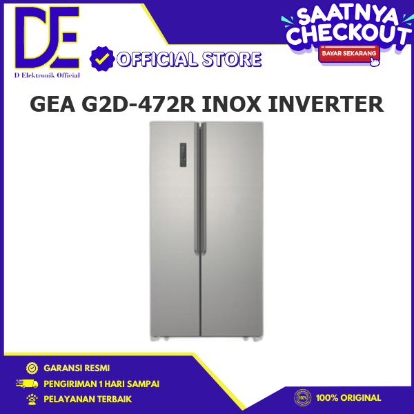 GEA G2D-472R INOX INVERTER KULKAS Side By Side  Refrigerator 472 liter G2D-472R INOX INVERTER G2D-47