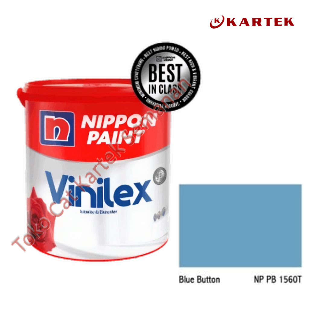 Nippon Paint Vinilex BLUE BUTTON NP PB 1560T Cat Tembok Interior Eksterior Biru 1kg 5kg