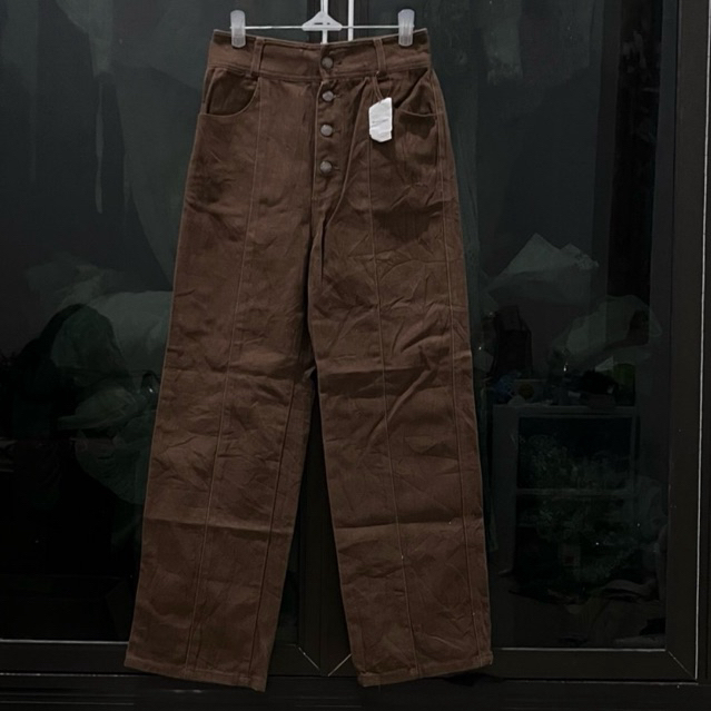 GU Kulot Jeans Kancing Mahogani New