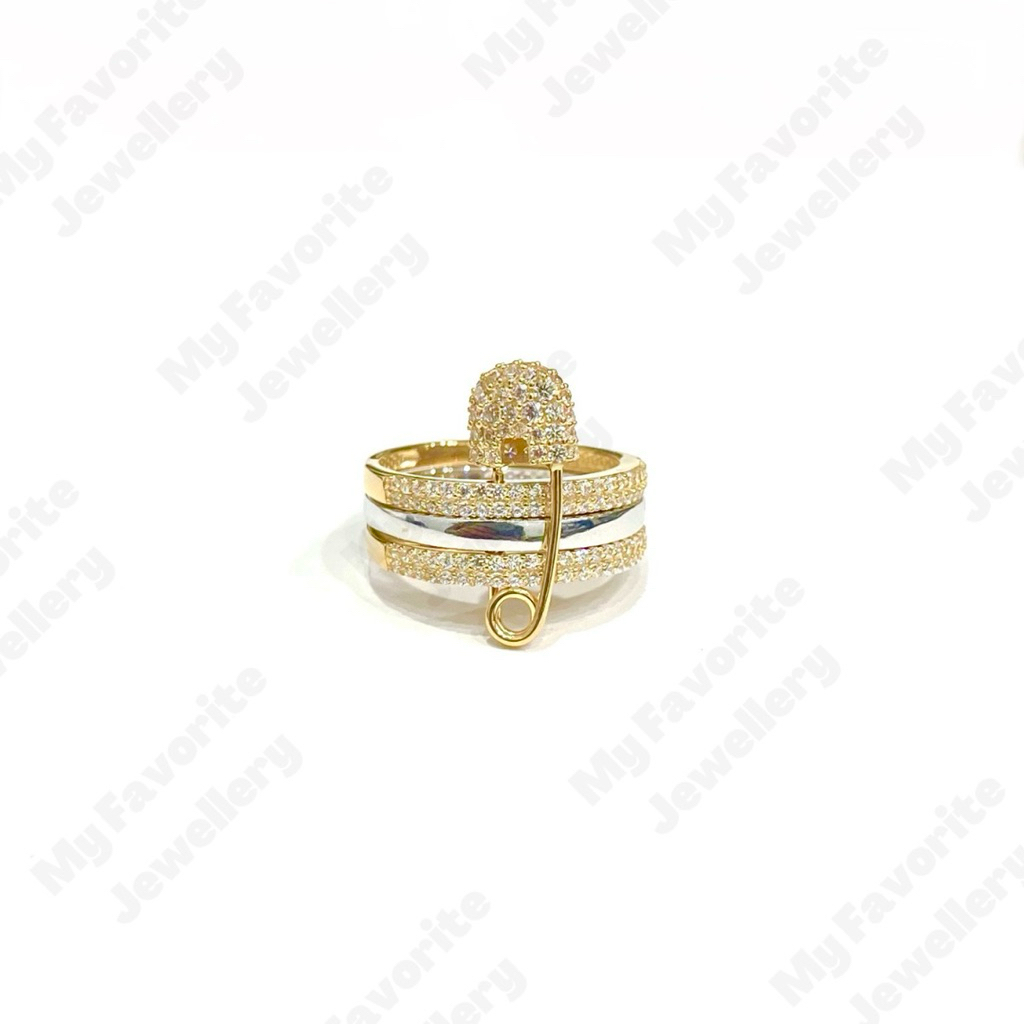 Cincin Peniti Permata Cantik Mewah Uk14 Uk15 Uk16 EMAS ASLI Kadar 700 16K