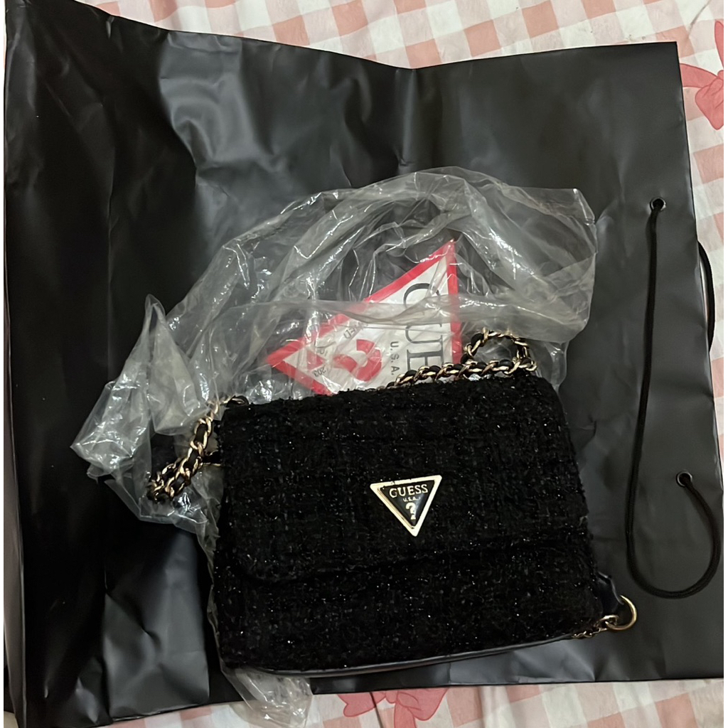 GUESS GIULY TWEED MINI CROSSBODY BAG