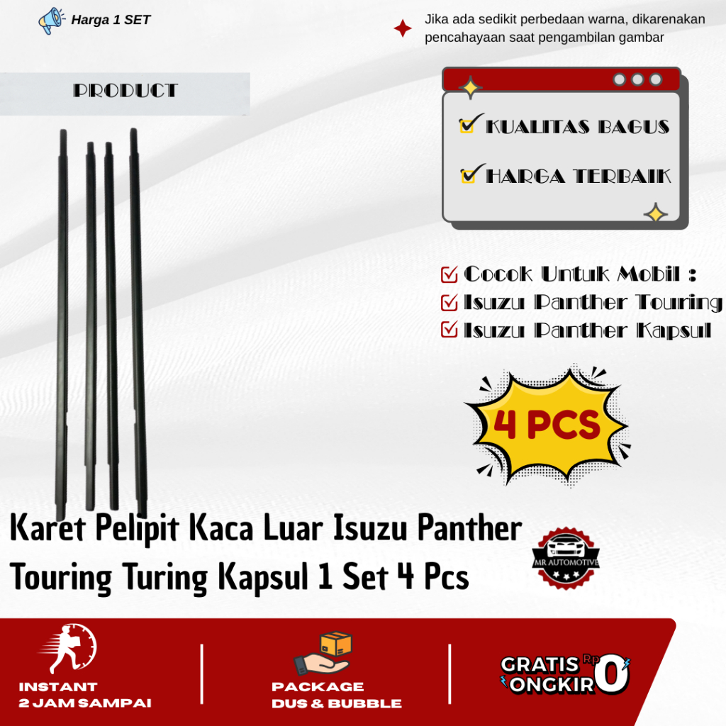 Karet Pelipit Kaca Luar Isuzu Panther Touring Turing Kapsul 1 Set 4 Pcs