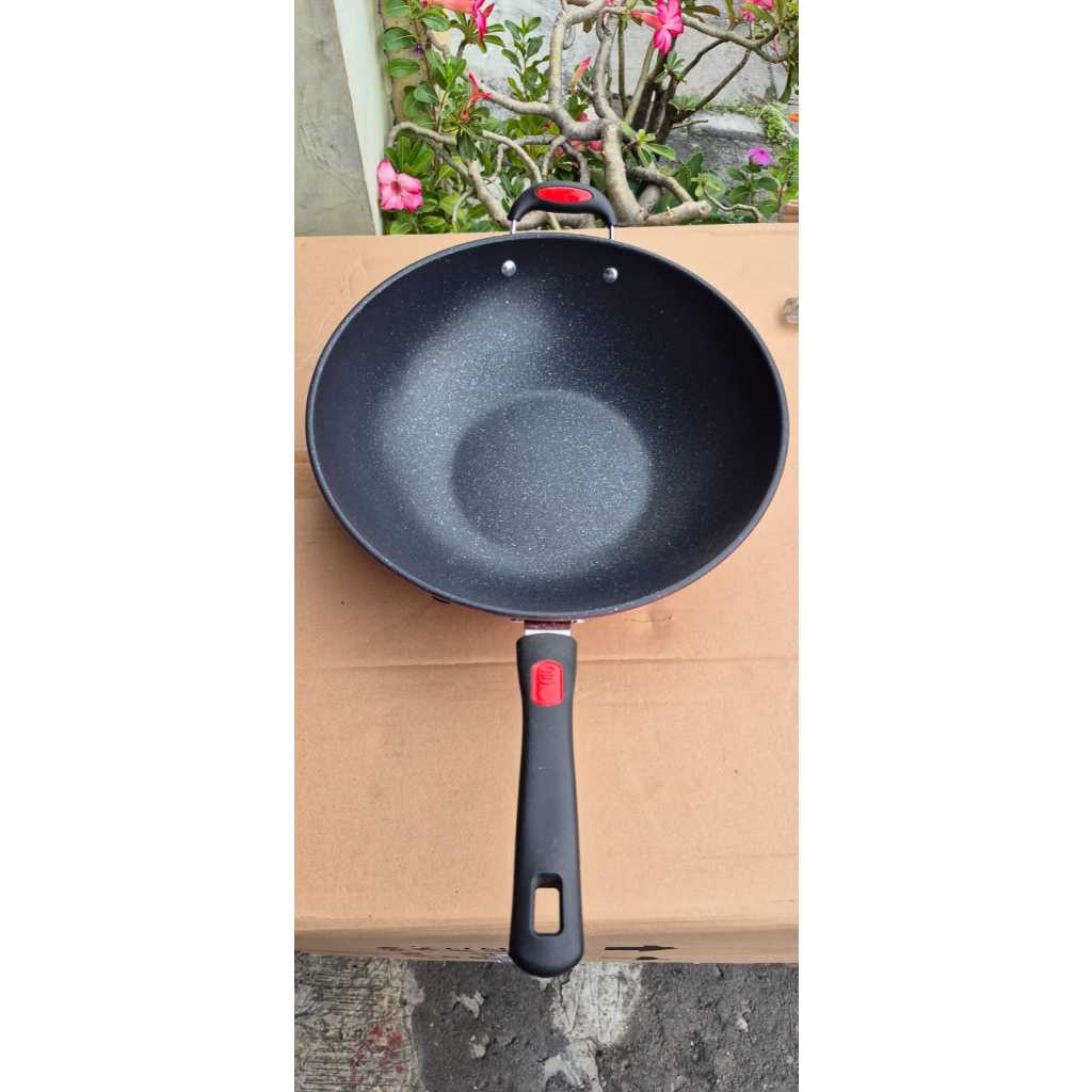 sentra_prasmanan Sinda Wok Pan Wajan Teflon Marble Anti Lengtket 34 cm Tanpa Tutup Kaca