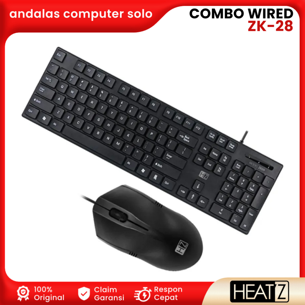 Keyboard Mouse Combo Heatz ZK28 Office Wired USB