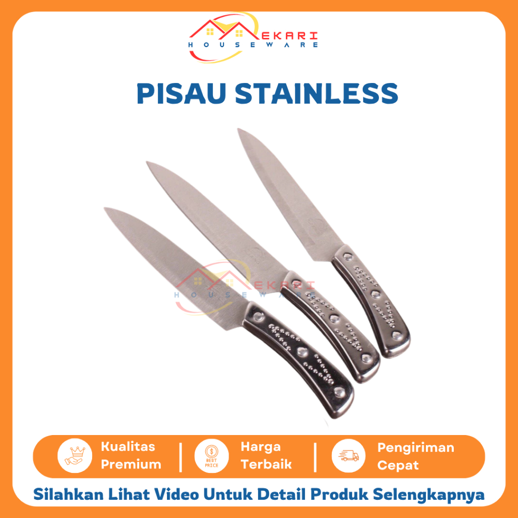 Pisau Dapur Stainless Tajam Buah Daging Tebal