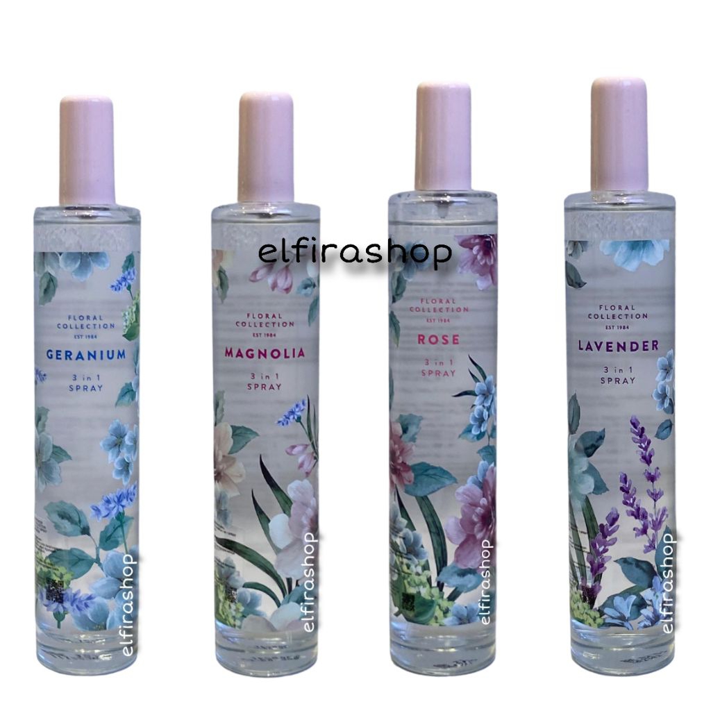 ORI! Marks & Sp3ncer Mark and Spencer Floral Collection 3 in 1 Spray Parfum Geranium China Blue Magn