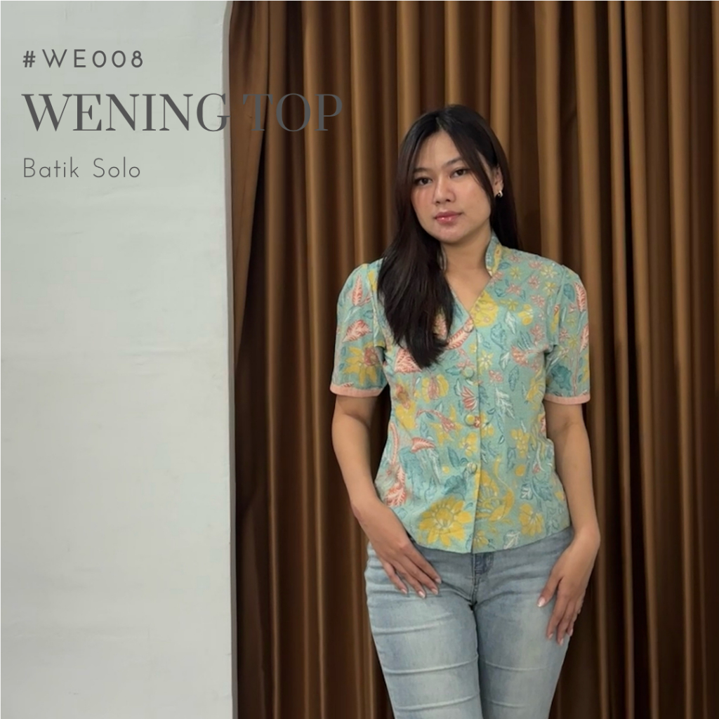KEMEJA BATIK KERAH SANGHAI WENING TOP BATIK FIT TO XXL