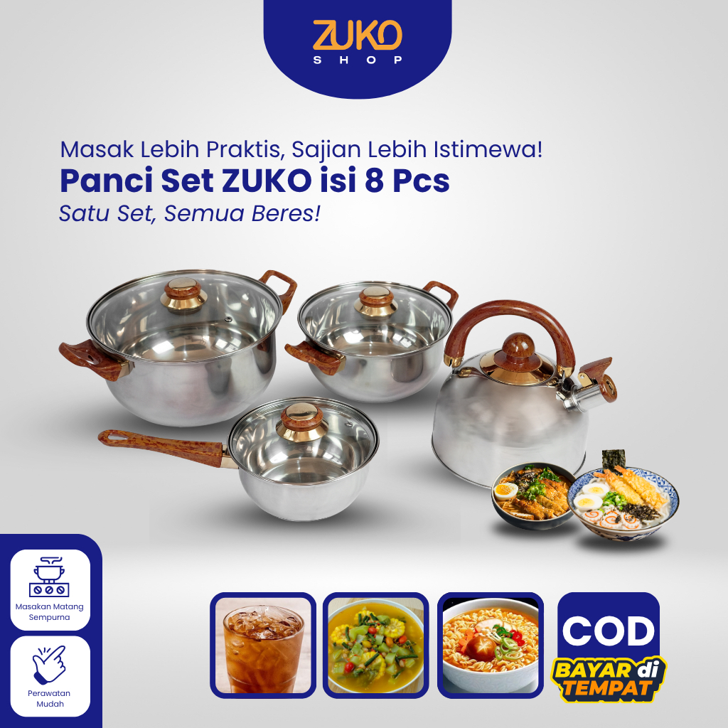 ZUKOSHOP OFFICIAL - Panci Set ZUKO isi 8pcs