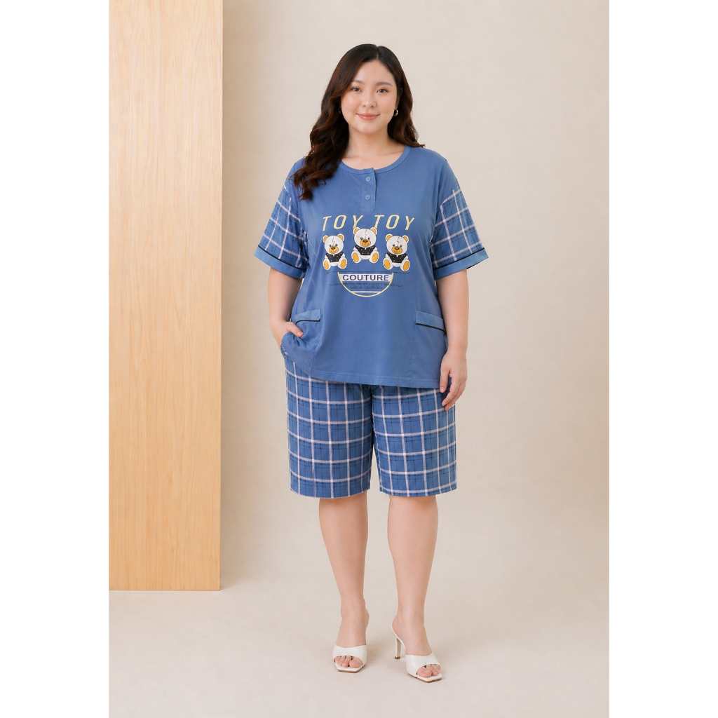 Baju Tidur Setelan Kulot Merk Tessa ( Lengan Pendek Celana Pendek Jumbo )
