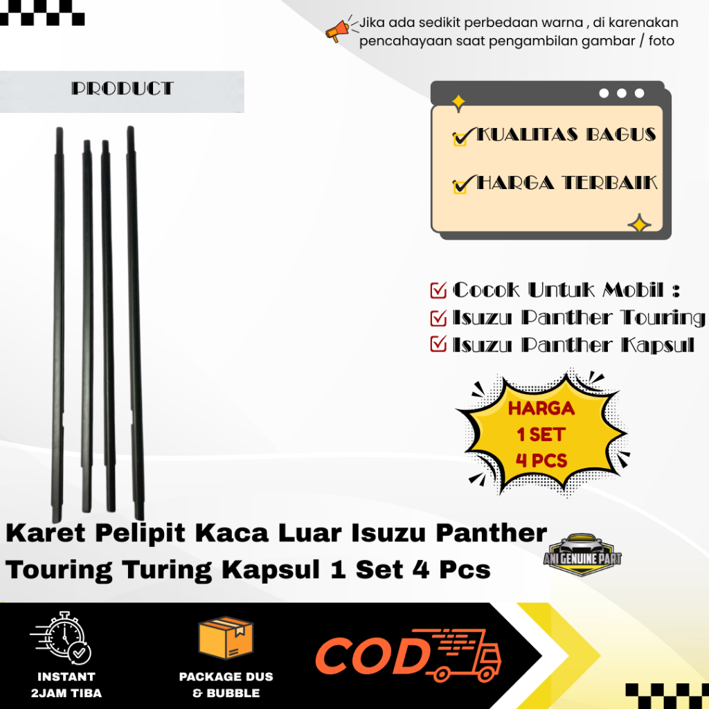 Karet Pelipit Kaca Luar Isuzu Panther Touring Turing Kapsul 1 Set 4 Pcs
