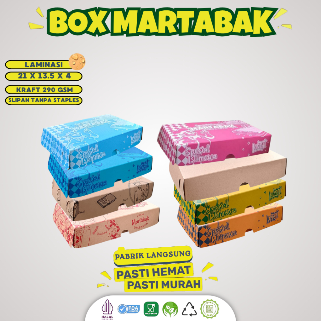 Dus Martabak Polos Laminasi / Kardus Martabak Polos/ Box Dus Martabak / 21x13.5x4 / B40K2P