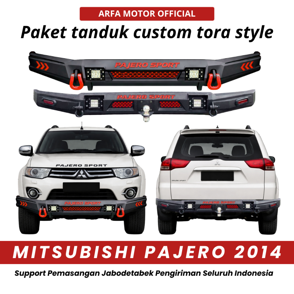 PAKET TANDUK DEPAN TOWING BELAKANG PAJERO 2014 CUSTOM TORA PENGAMAN PELINDUNG BEMPER ANTI KARAT