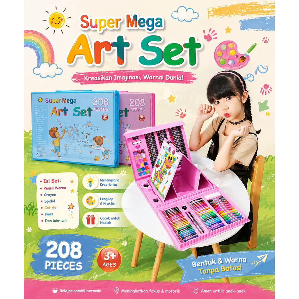CRAYON 68/150/208 Alat Tulis Mewarnai dan Menggambar Anak Set Lengkap - Crayon Set