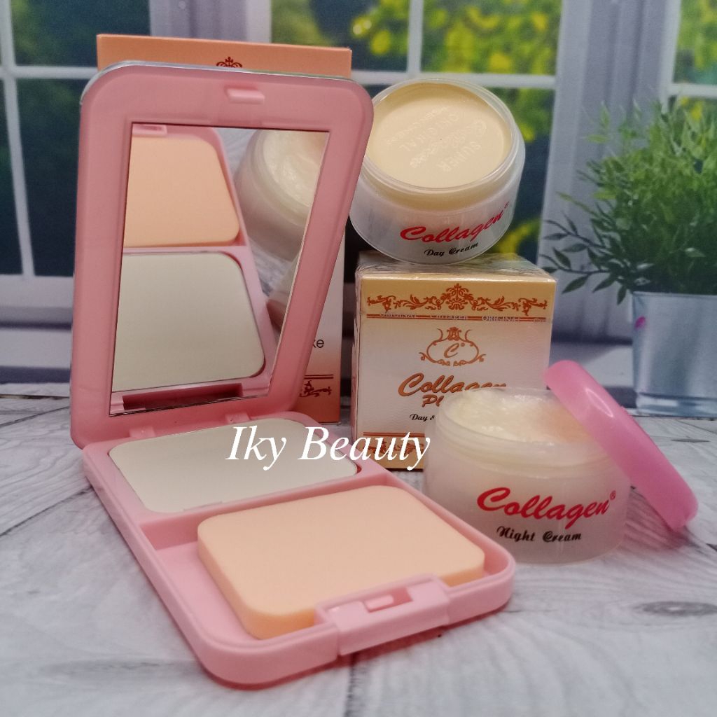 PAKET COLLAGEN " 3in1 " ( KRIM SIANG - KRIM MALAM - BEDAK )