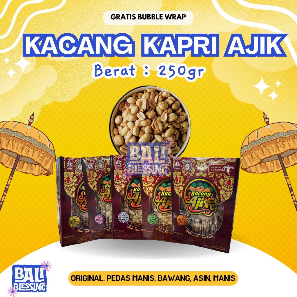 Promo Kacang Tanah Ajik / Kacang Kapri Ajik Krisna (250gr) Oleh Oleh Khas Bali