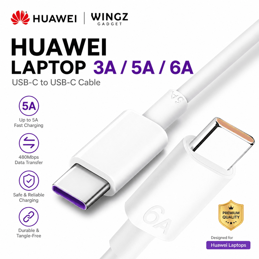 Kabel Charger Huawei Laptop USB C to C SuperCharge Original