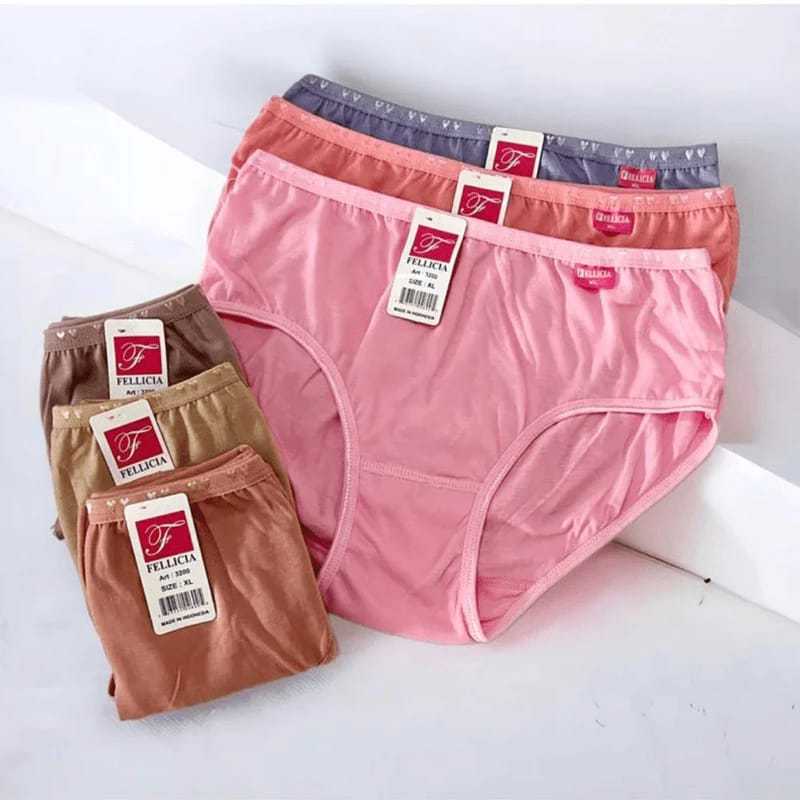 12 Pcs Celana Dalam Wanita CD Wanita Dewasa Motif Polos Bahan Katun