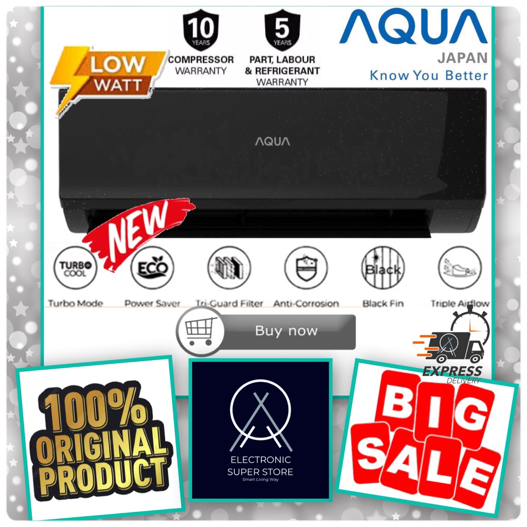 Aqua AC Split AQA-KCR9FQBL - Penyejuk Ruangan 1 PK