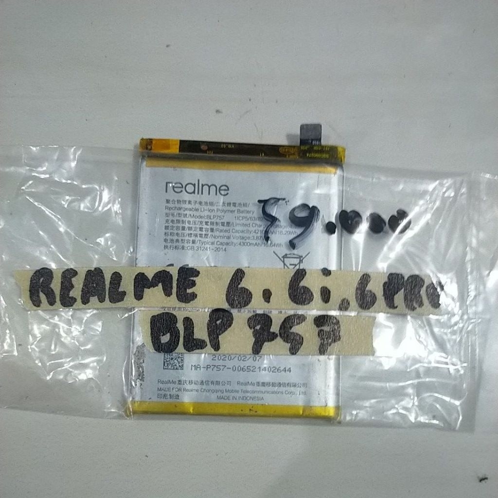 Batre Hp Realme 6 . 6i . 6 Pro BLP757 ORIGINAL