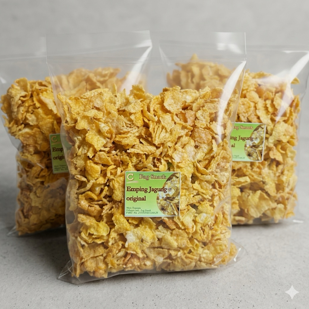 Emping Jagung Original 250g - Keripik Jagung Geprek Gurih Snack Kiloan Matang Murah Terlaris