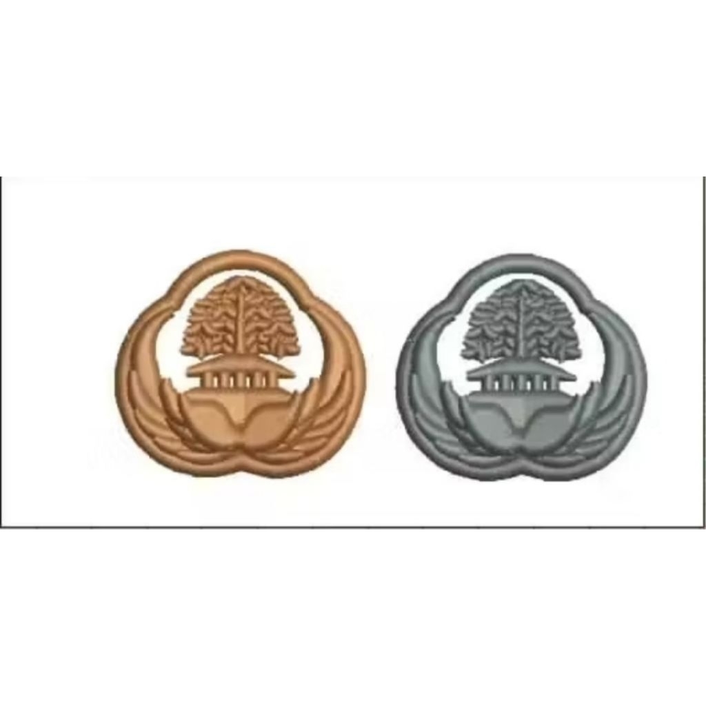 PIN KORPRI KHAKI DAN PUTIH SILVER BORDIR TIMBUL
