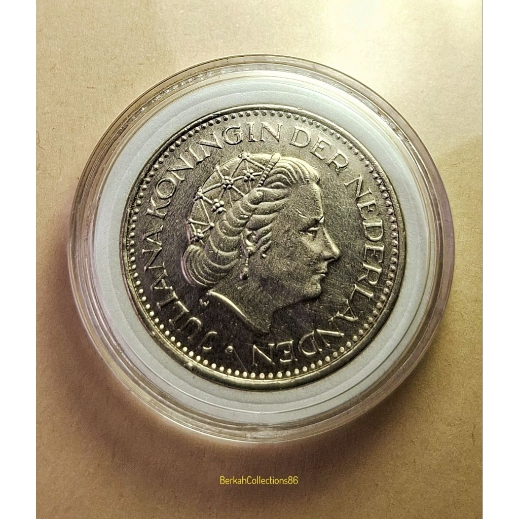 koin kuno 1 gulden juliana belanda nederland plus capsul asli