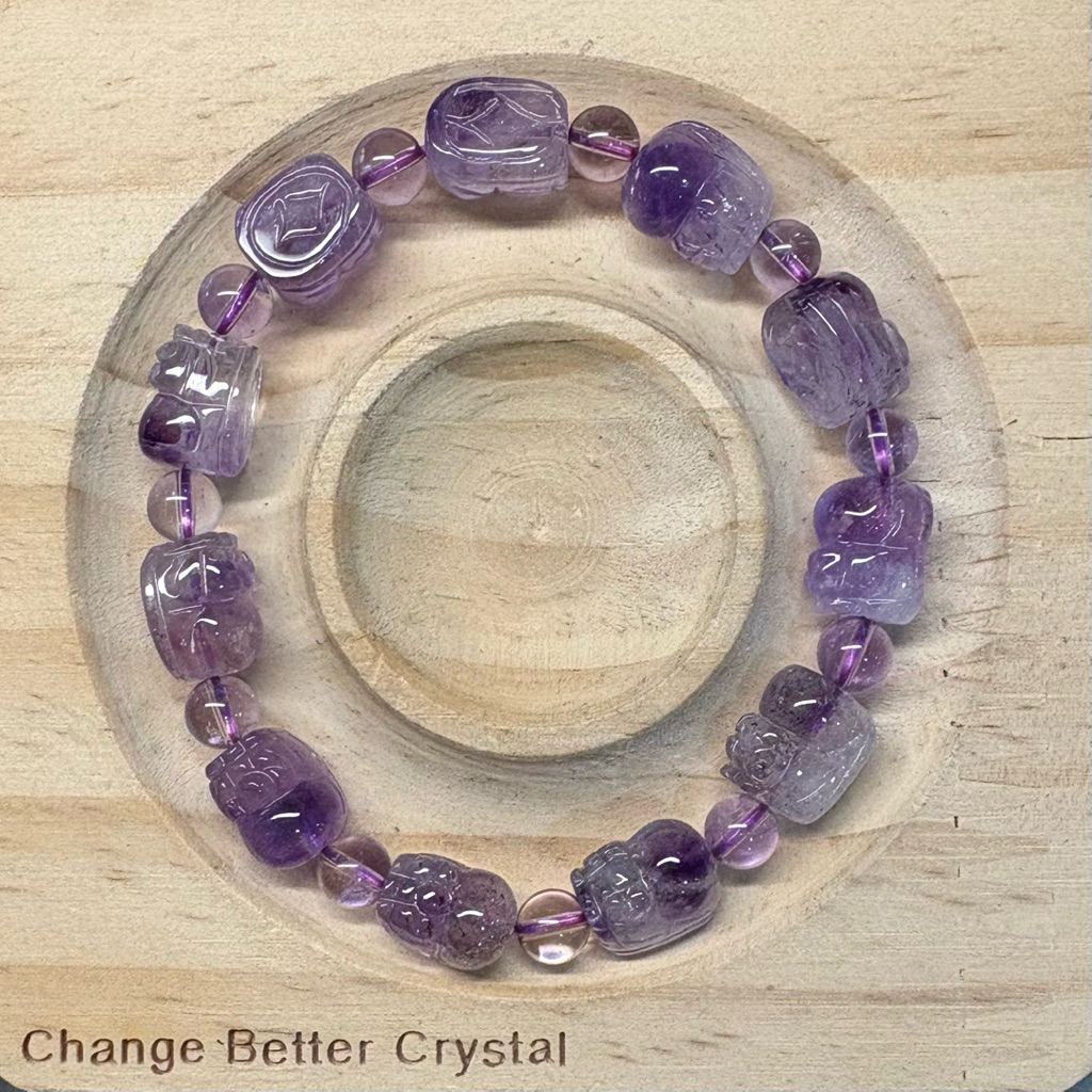 Gelang Batu Alam Natural Old mine Purple Super Seven Pixiu HQ