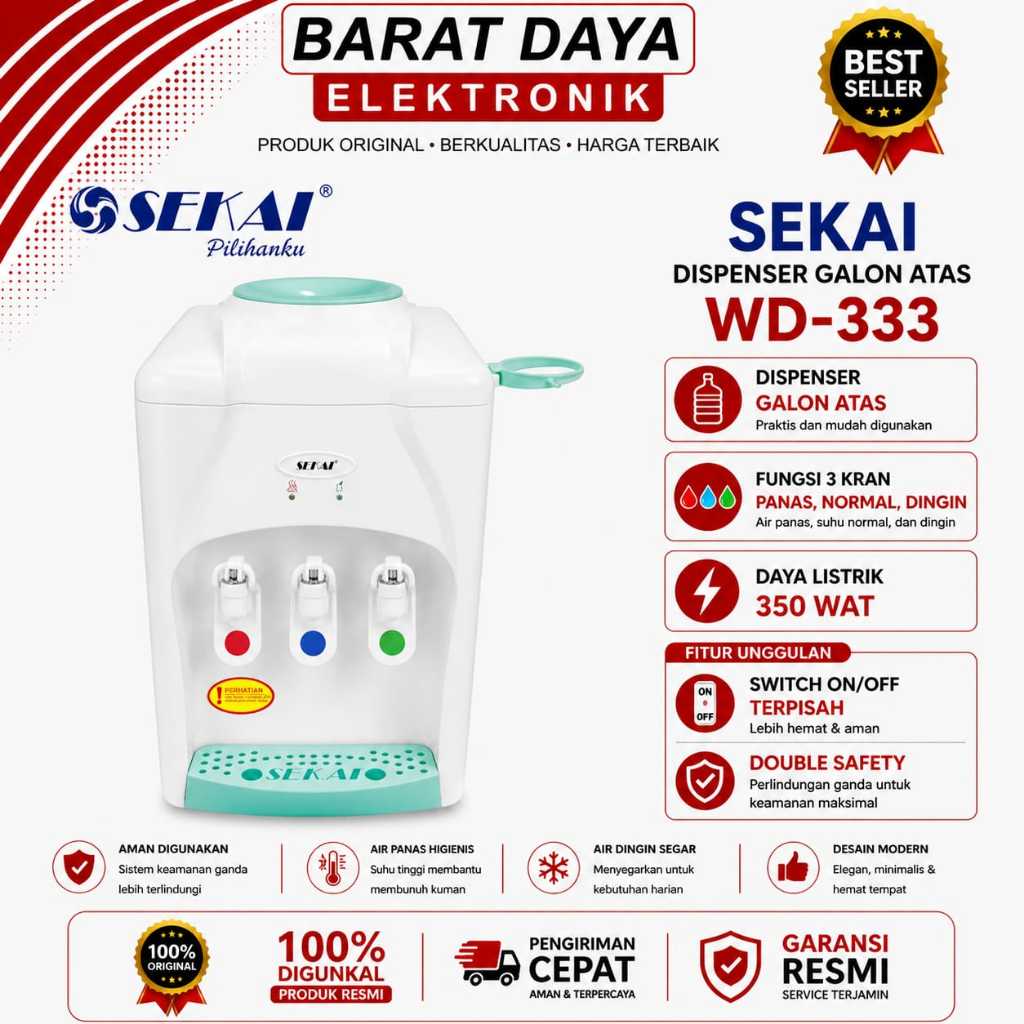Dispenser Sekai Panas Normal Dingin WD 333 Dispenser Air