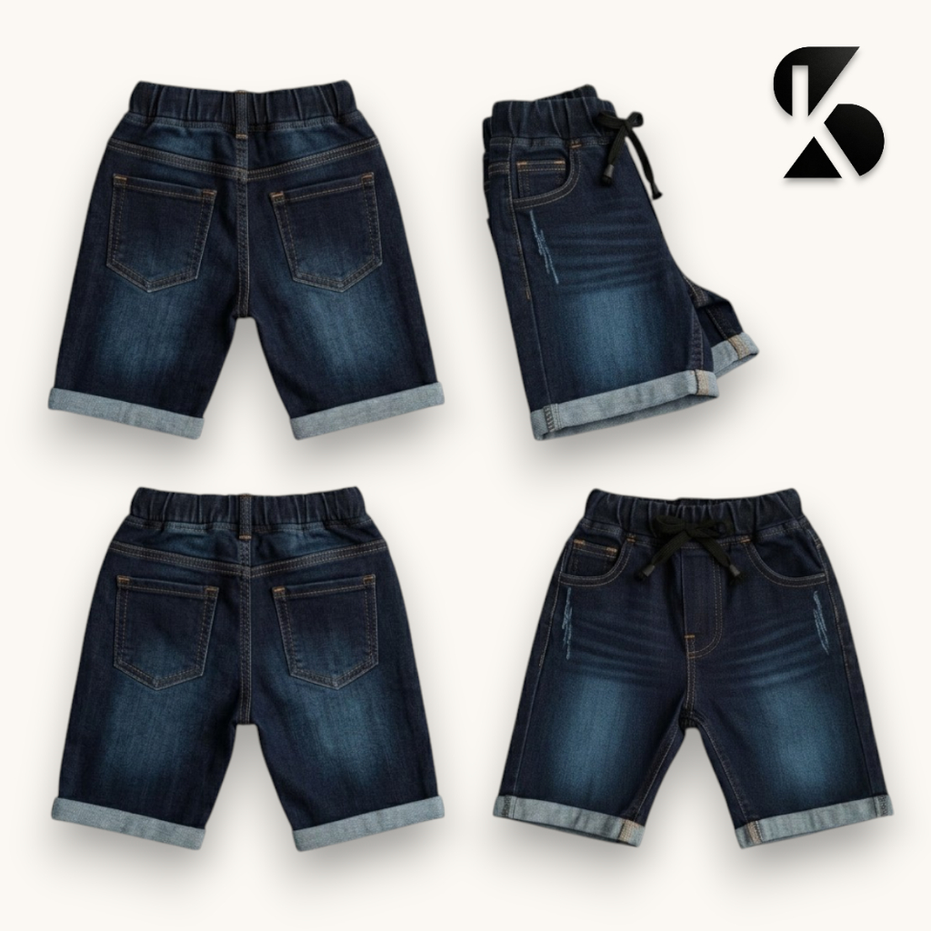 Celana Pendek Jeans Ripped Anak Laki Laki Kekinian / Celana Pendek Denim Anak Cowok Usia 4-15 Tahun