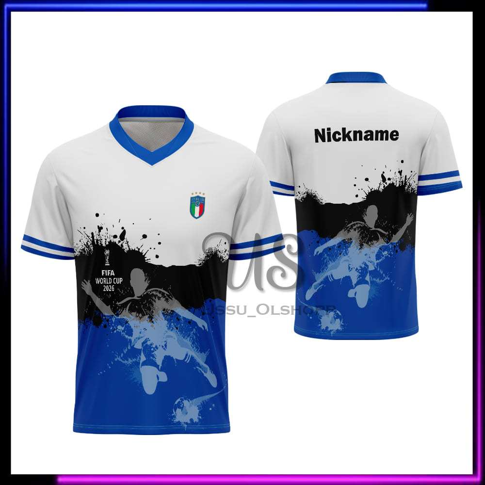 Baju Suporter Italia | Jersey Timnas Italia | Kaos Piala Dunia FIFA 2026 Custom Nama