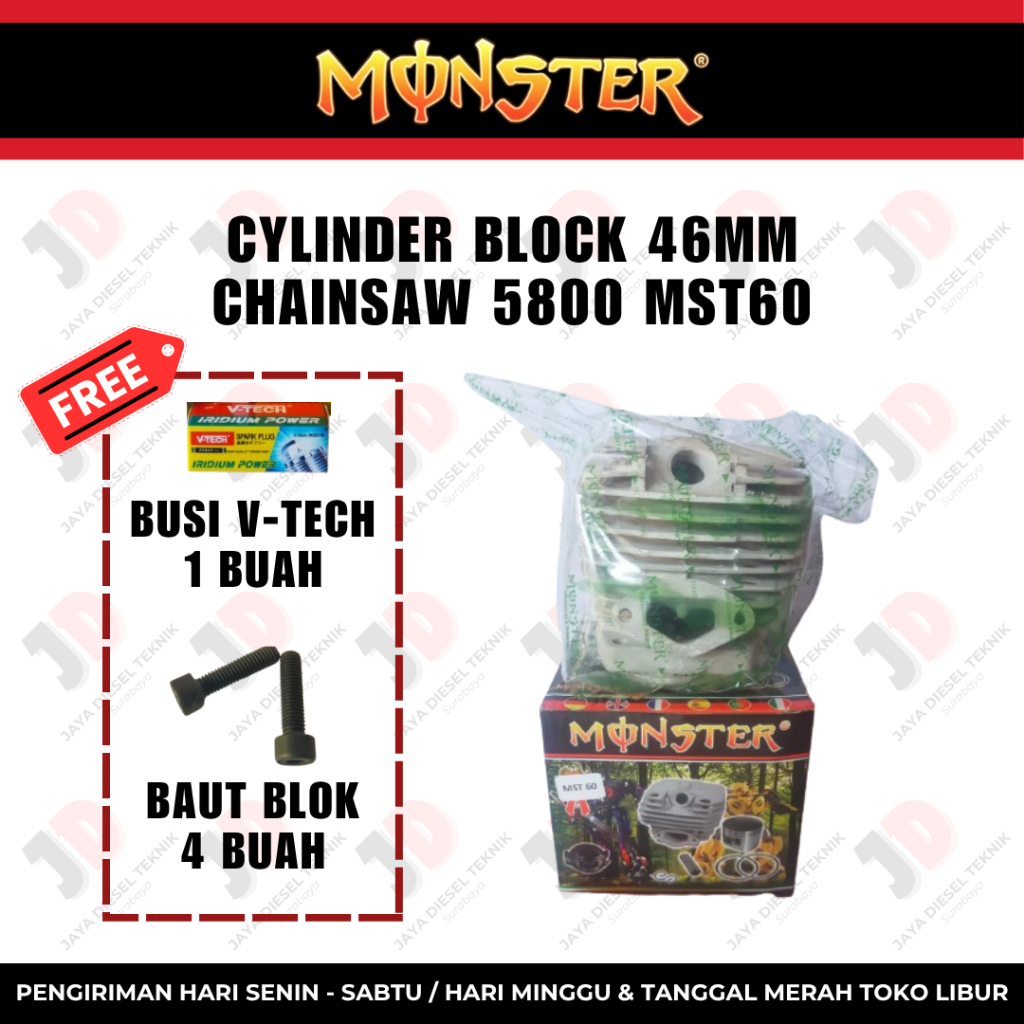 Cylinder Block 46mm Chainsaw 5800 MST60 Original Merek Monster