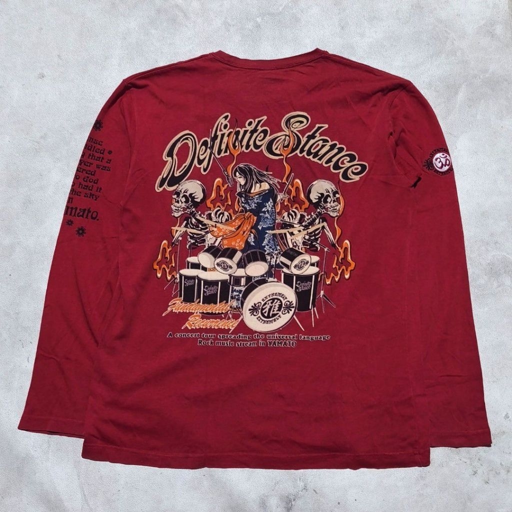 Baju kaos tangan panjang longslevee pria bullet noise battou masume merah