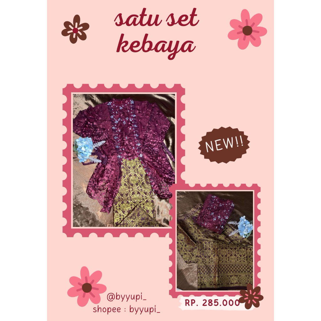 satu set kebaya cantik//rok songket//kebaya wisuda/perpisahan