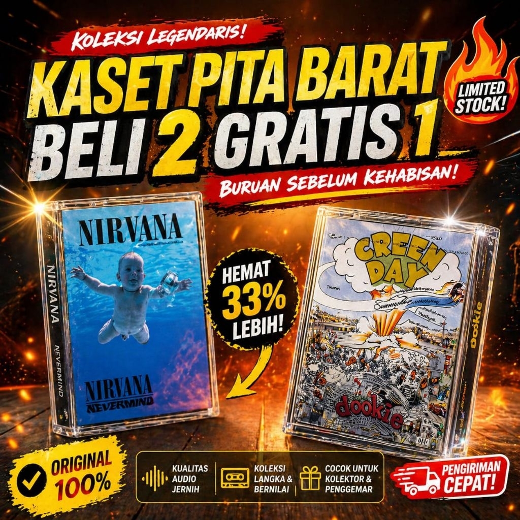 Beli 2 Gratis 1 – Kaset Pita Barat, Edisi Kolektor Barang Jadul | Bisa diputar di Walkman, Radio dan