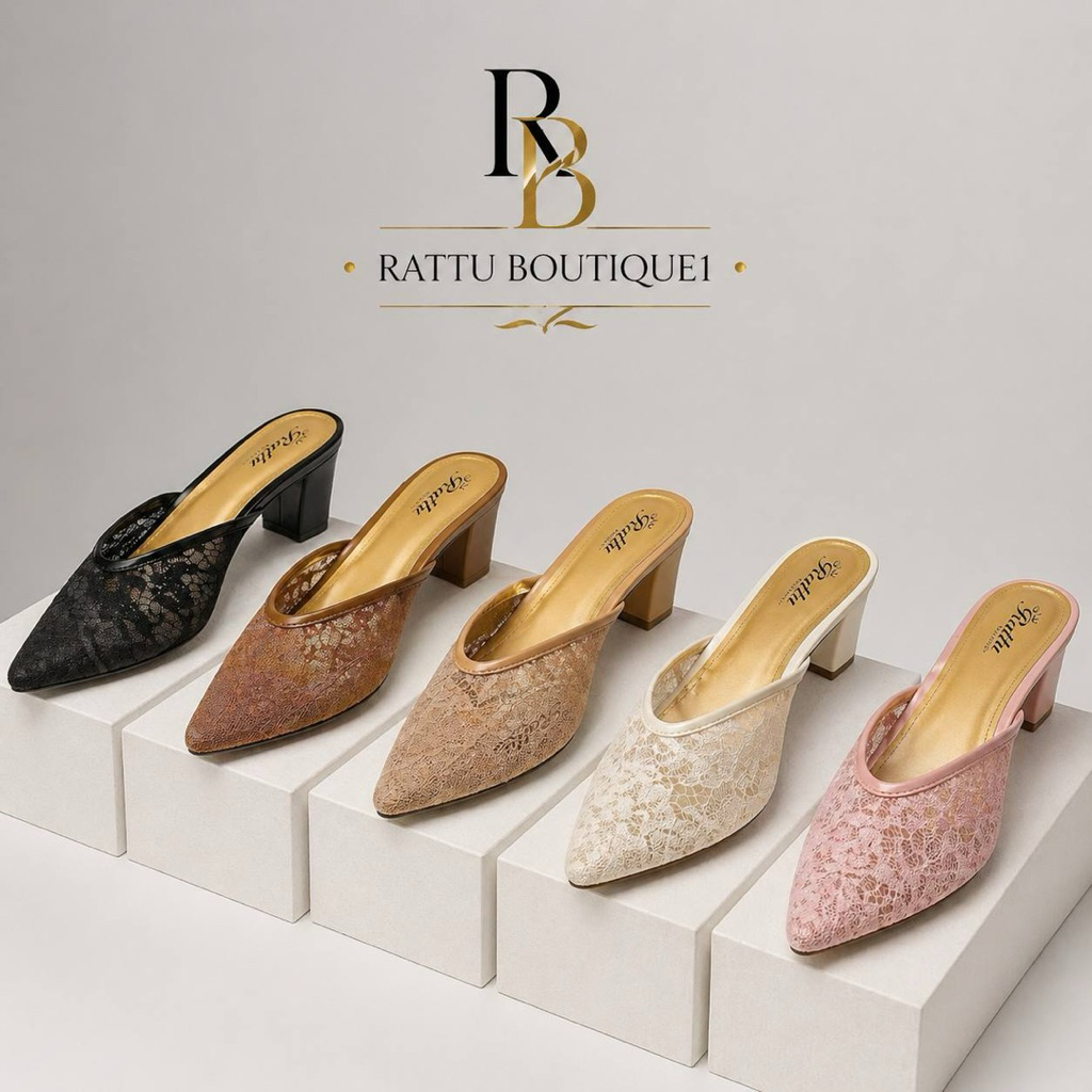Termurah Heels Brukat 7cm Tahu/Heels Kondangan/Sepatu Pesta/Sepatu Wisuda/Heels Kerja/High Heels