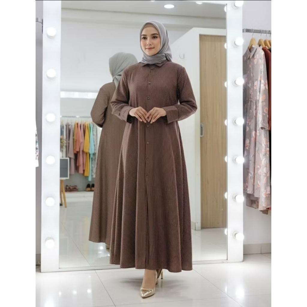 [JPR] Gamis kemeja model salur kancing depan