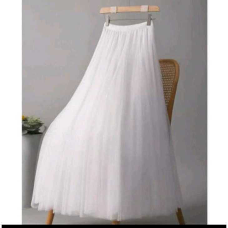 Rok Tutu Wanita 3 Lapis Bahan Premium Putih