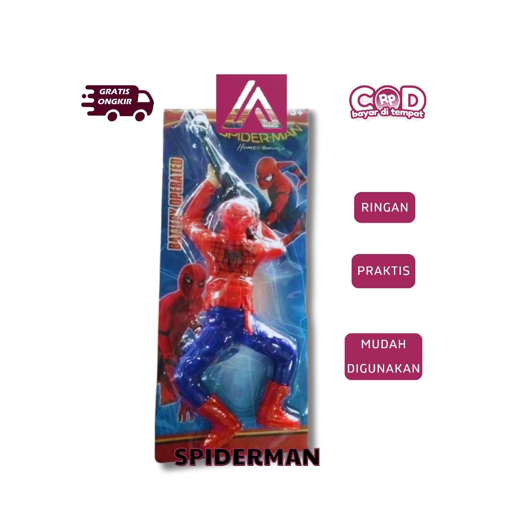 MAINAN SPIDERMAN MERAYAP DAN MERANGKAK BISA JALAN MAINAN ANAK SUPERHERO UNIK