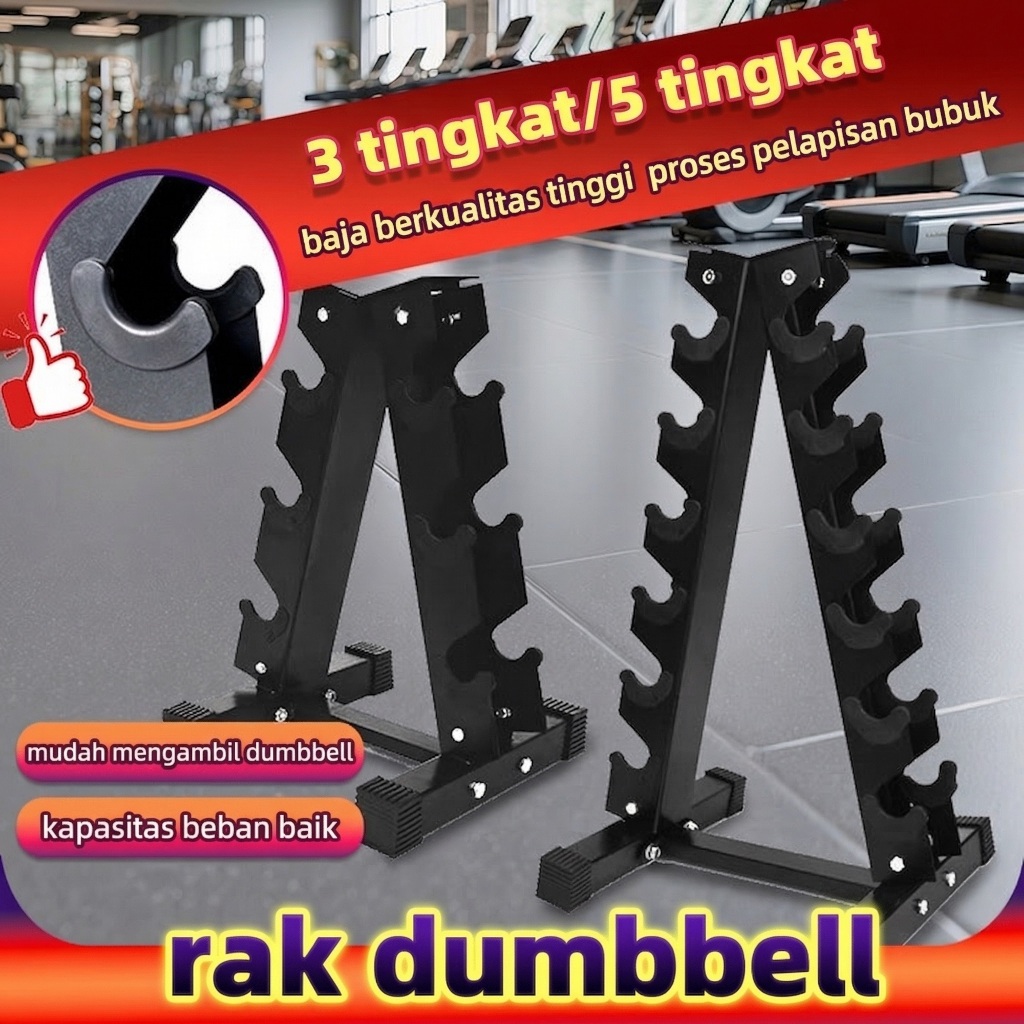 Triangle Vertical Dumbbell Rack Barbel  Rak Barbel Rak Dumbell Besar Untuk Gym Dan Rumah Tempat Peny