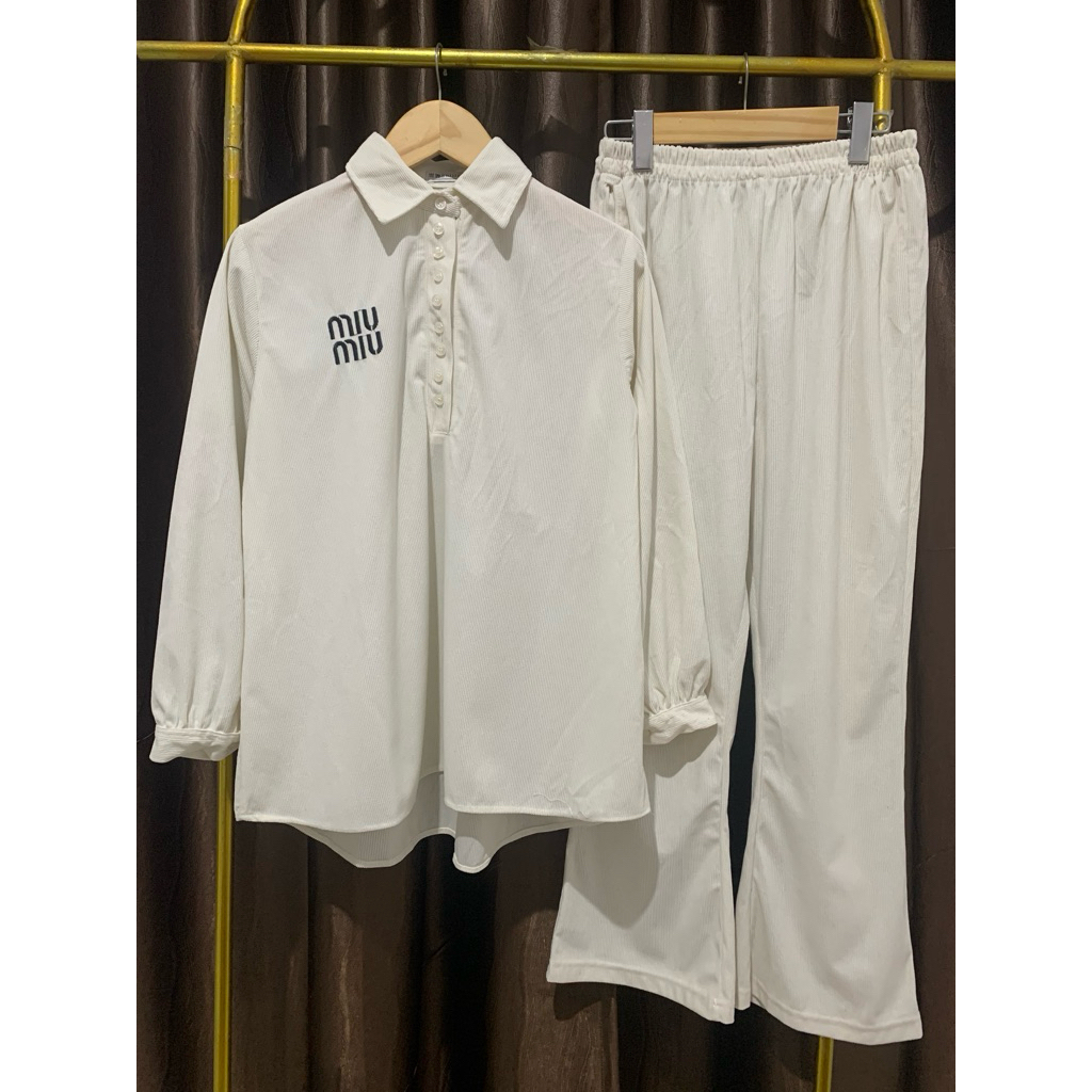 (preloved) SETELAN CELANA CUTBRAY CORDUROY IVORY