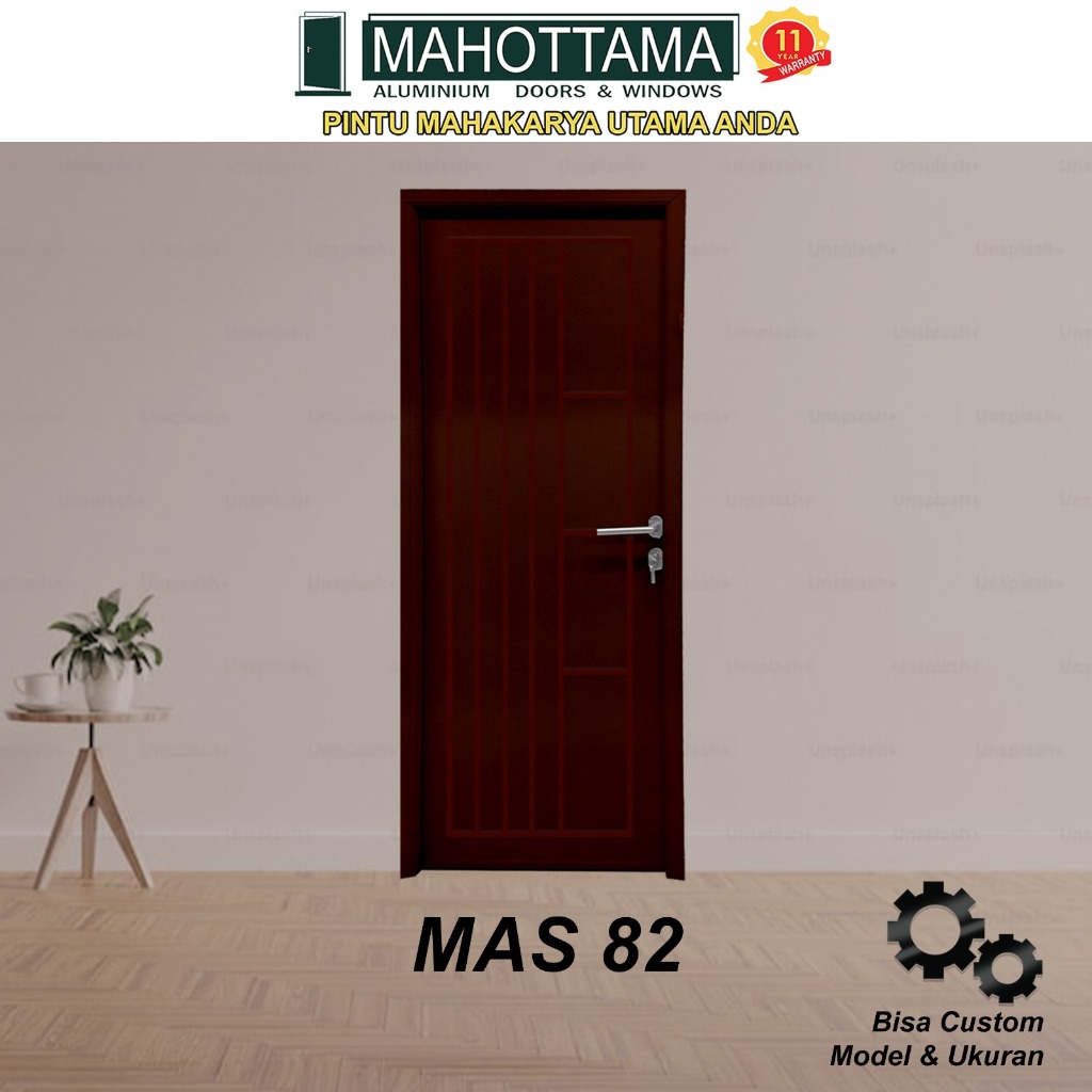MAHOTTAMA MAS82 - Pintu Aluminium Rumah Utama Kamar Tidur / Mandi 80 x 200 Bisa Custom Ukuran Almuni