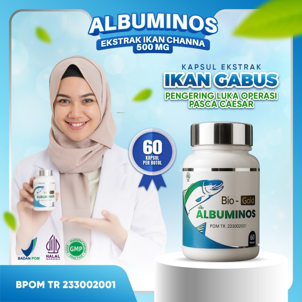 ALBUMINOS Kapsul Ekstrak Ikan Gabus 500mg untuk mempercepat luka pasca oprasi, Luka Jahitan, Luka Ko