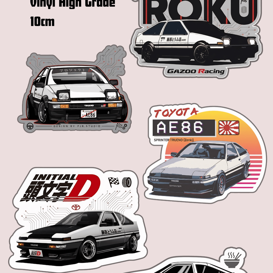 [Bundle 5 pcs] Stiker Toyota AE86 Trueno  - Vinyl Glossy Camel Oracal Original - 10cm