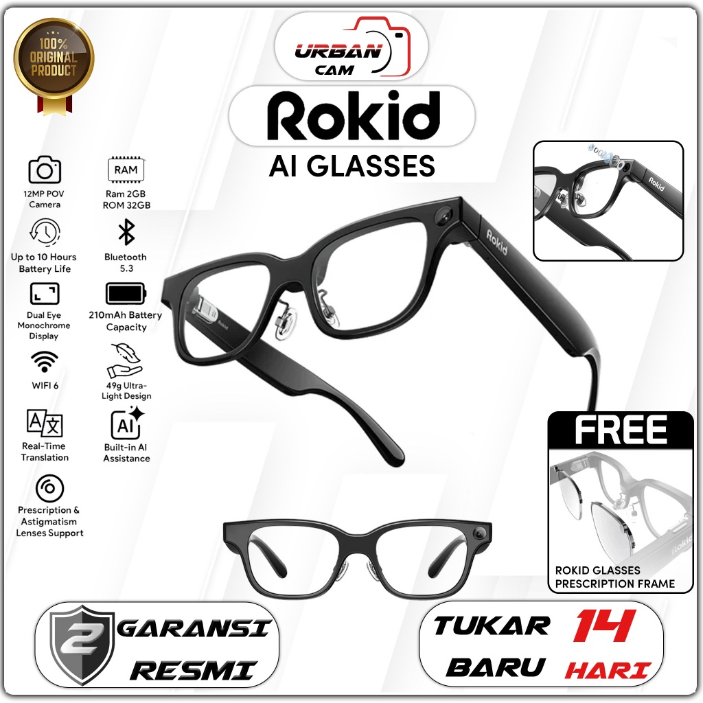 Rokid AI Glasses Smart Glasses 12MP / Kacamata Rokid AI Smart Glasses