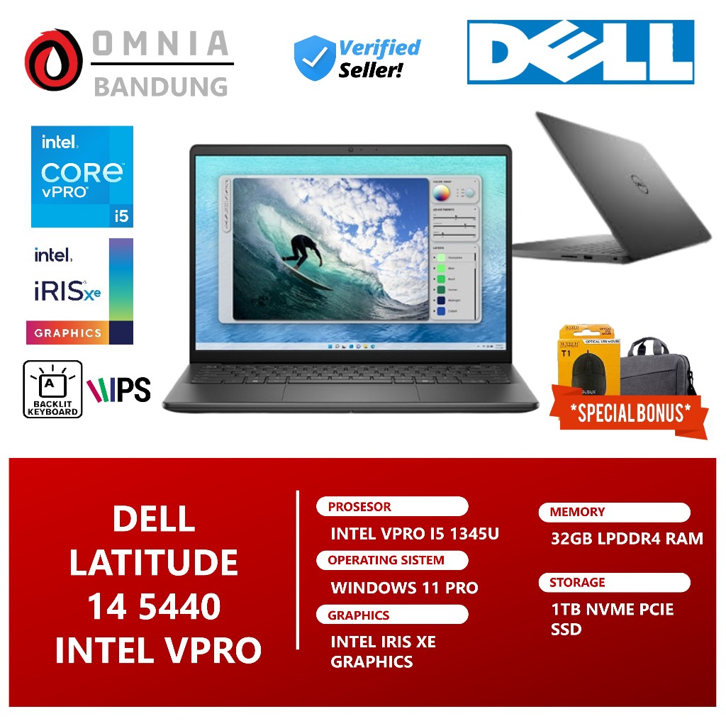 Dell Latitude 14 5440 Intel VPro I5 1345U Ram 32GB 1TB Ssd 14 Inch Fhd Ips BackLight Fp Win11Pro Gre