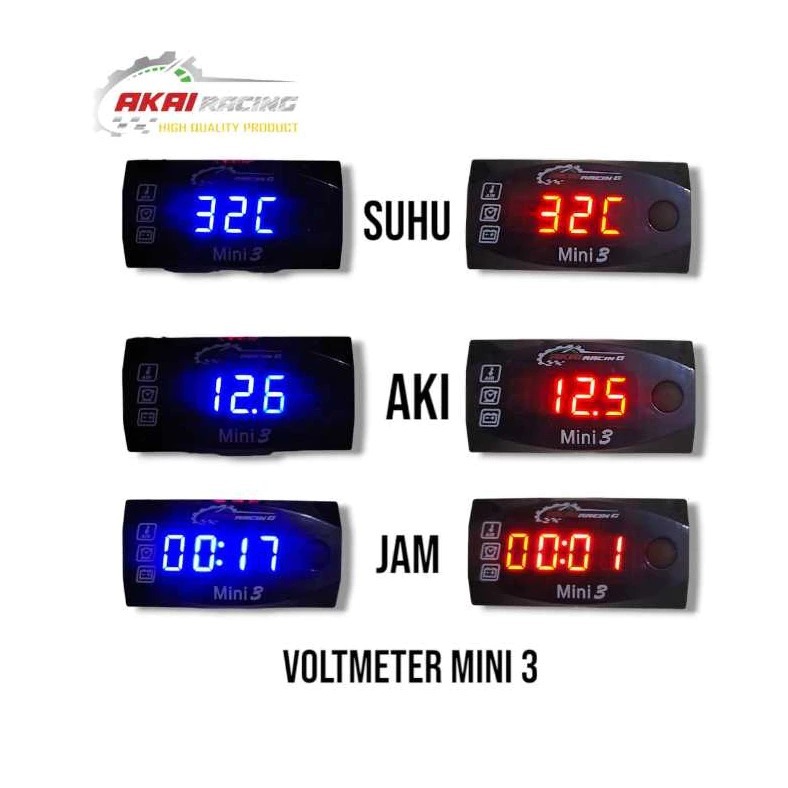 Volt Meter Aki Motor Universal Semua Motor Lengkap Dengan Jam Dan Suhu