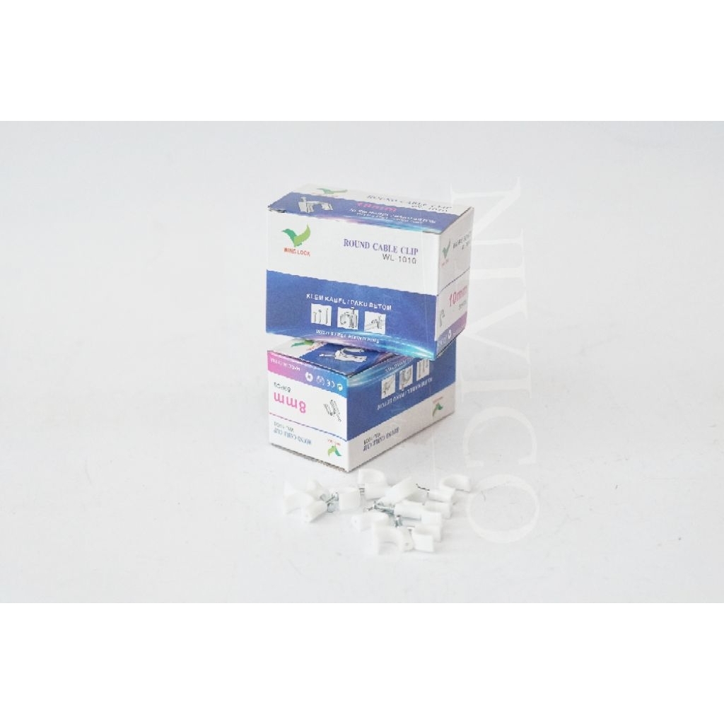 Klem Kabel Round Cable Clip dengan Pin Penahan Baja Isi 50 Pcs 8mm & 10mm untuk Pemasangan Kabel yang Aman dan Efisien